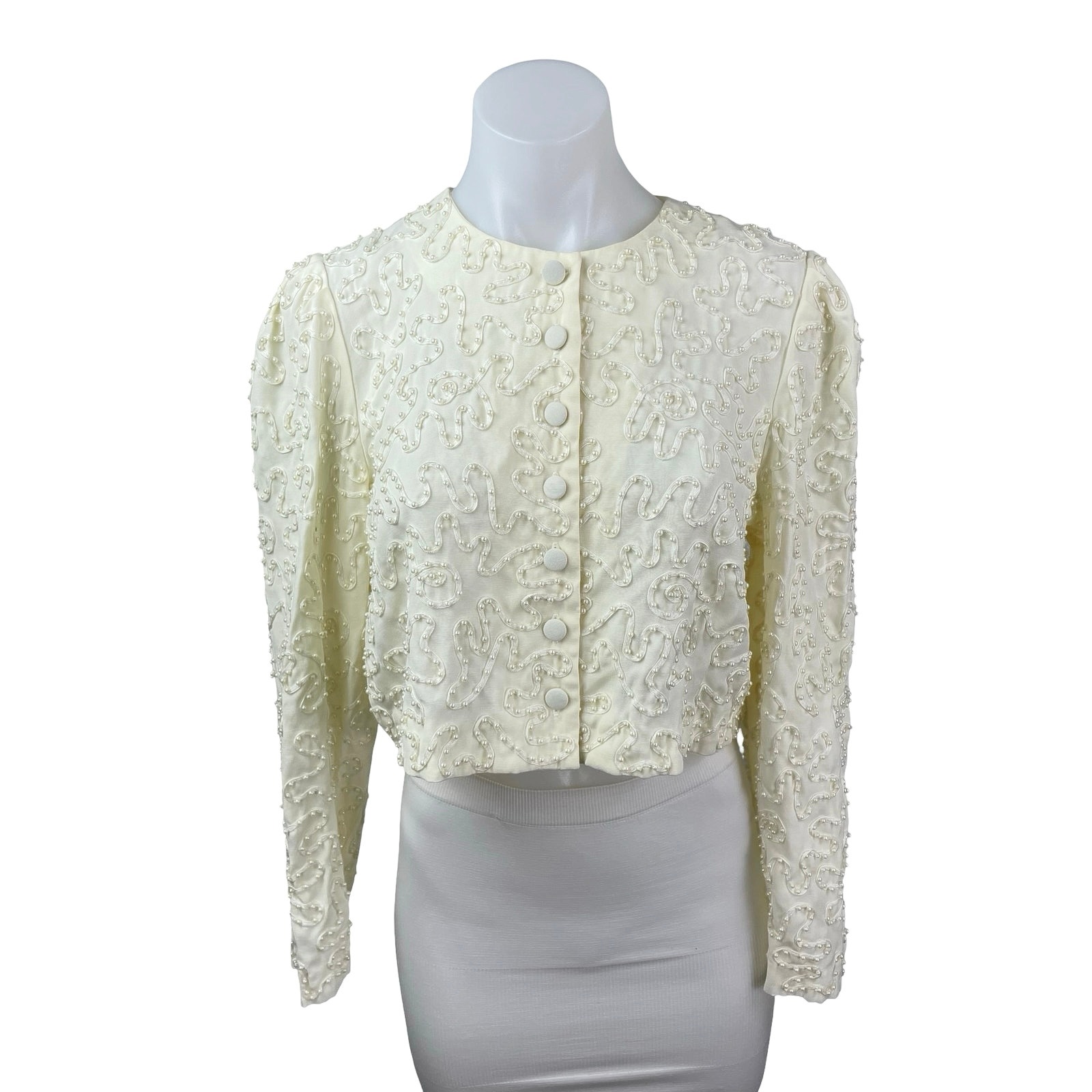 Sarah Elizabeth Petite Women's Beaded Button Down Crop Cardigan Sweater Top 12